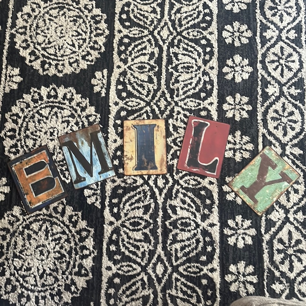 Metal Letters E, M, I, L, Y